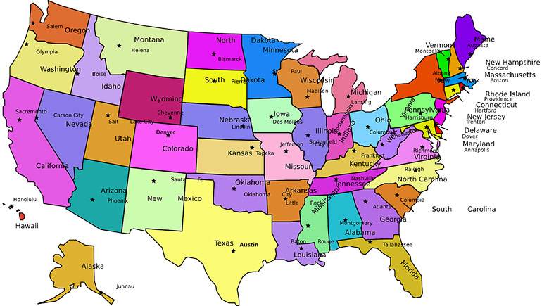 List of all 50 US states: their population and other facts